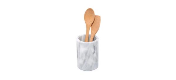 NSA Kitchen Marble Utensil Holder for Countertop with wooden utensils in it